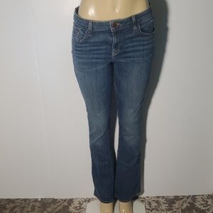 Pilcro And The Letterpress Dark Blue Flare Women's Jeans Size 32 Blue